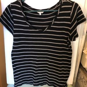 Lucky Brand blue and white striped shirt.